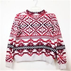 L.O.G.G Label Of Graded Goods Aztec Long Sleeve Sweater Red Western Small